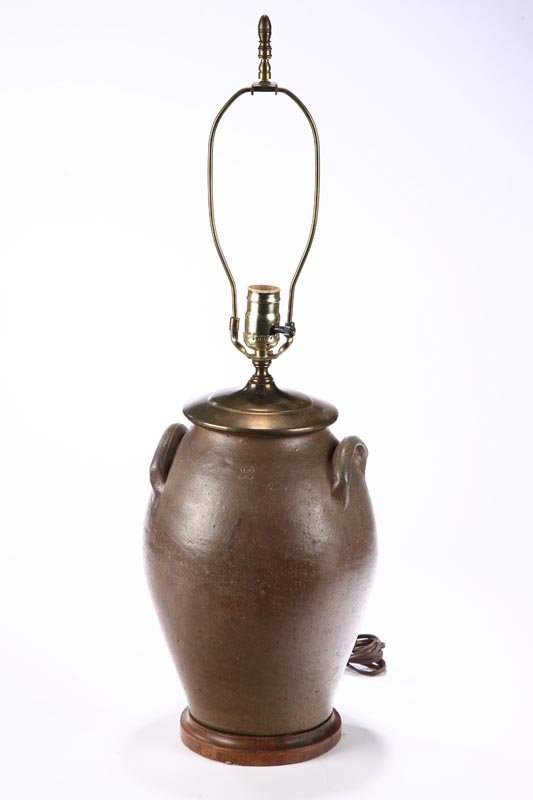 TWO STONEWARE CROCK LAMPS. - 5