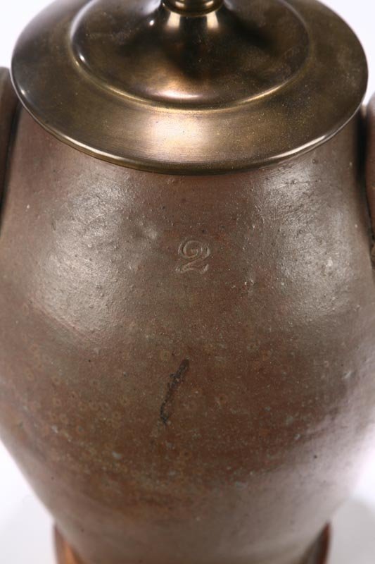 TWO STONEWARE CROCK LAMPS. - 6