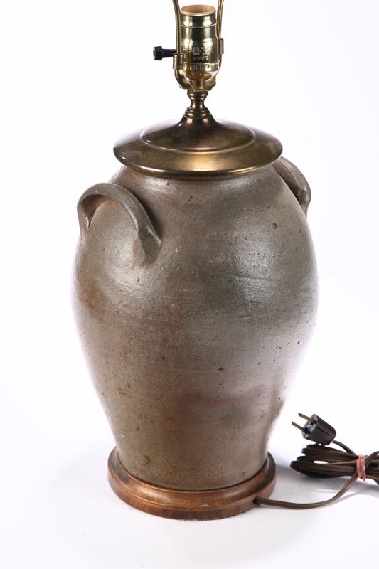TWO STONEWARE CROCK LAMPS. - 7