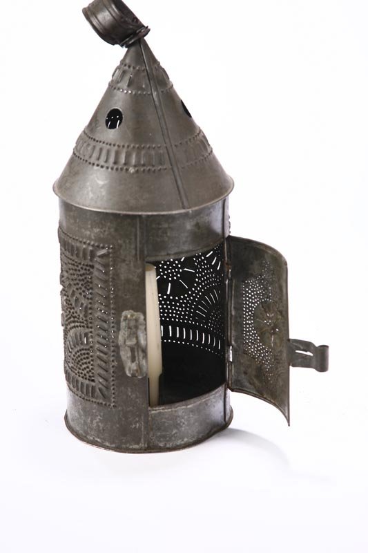 TWO PUNCHED TIN LANTERNS. - 2