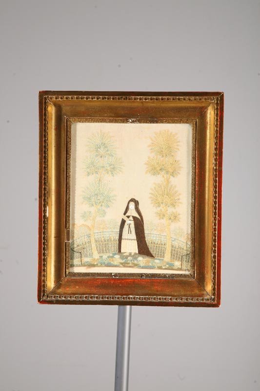 NEEDLEWORK PICTURE WITH FRENCH NUN.