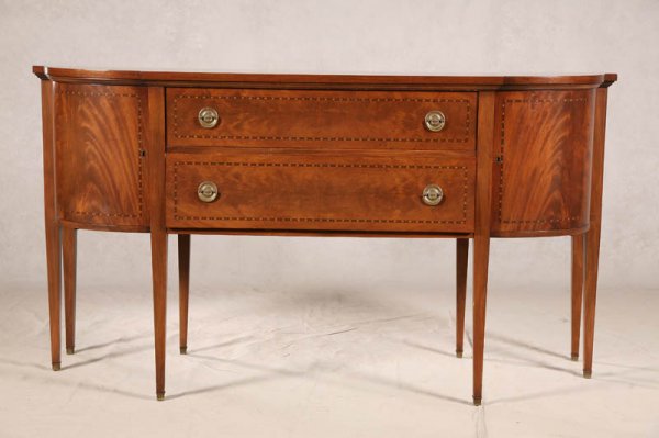 HEPPLEWHITE STYLE SIDE BOARD. Mahogany with bande