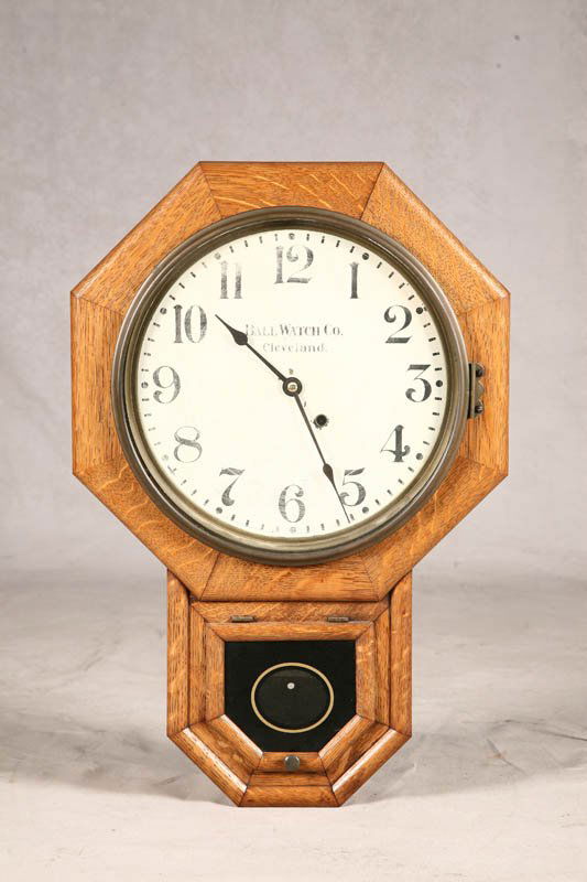 1096 OAK WALL CLOCK. Ball Watch Company, Cleveland. 24