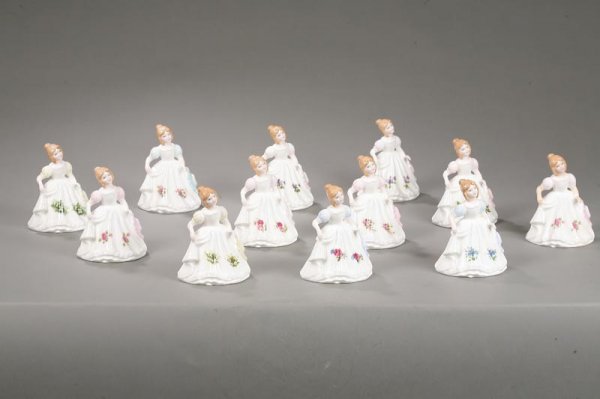 TWELVE ROYAL DOULTON FIGURE OF THE MONTH FIGURINE