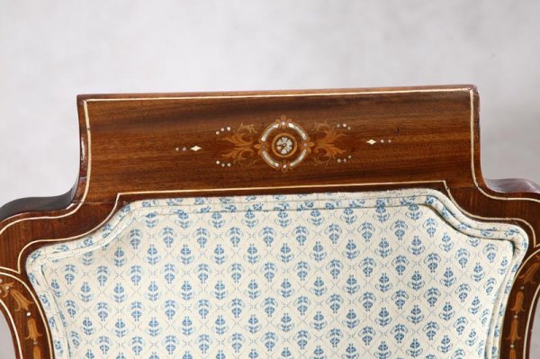 UPHOLSTERED SIDE CHAIR WITH MOTHER OF PEARL INLAY - 3
