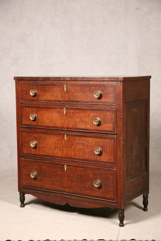 FOUR DRAWER SHERATON CHEST. Probably Ohio Valley.