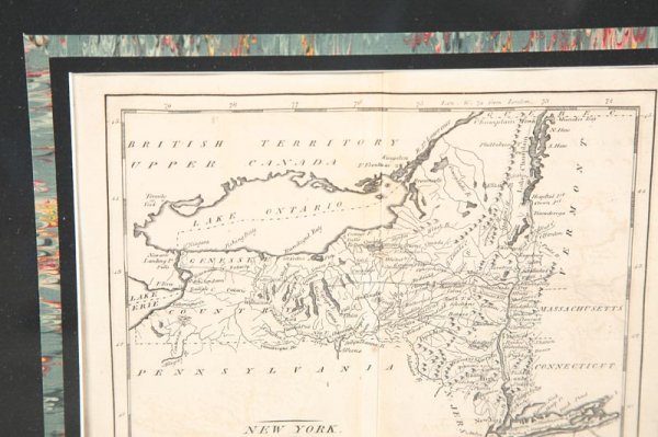 EARLY MAP OF NEW YORK. Marked W. Barker". Matted - 2