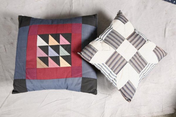 TWELVE TEXTILES. Eight pillows made from quilts a - 3
