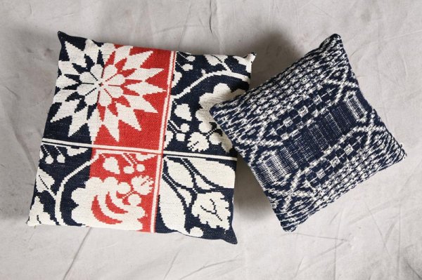 TWELVE TEXTILES. Eight pillows made from quilts a - 4