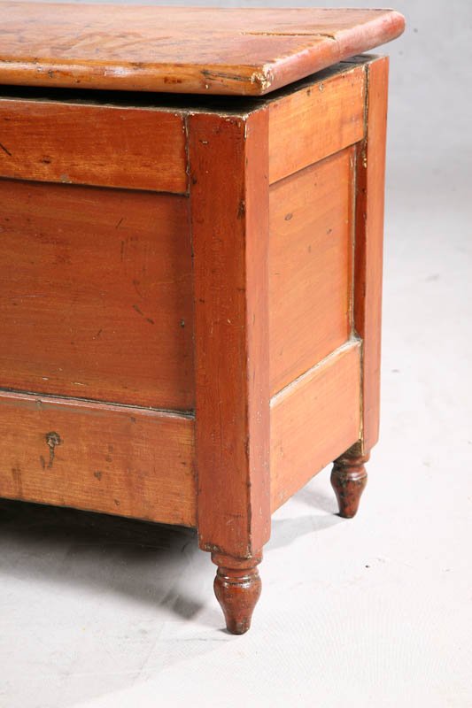 MINIATURE BLANKET CHEST. Pine with paneled sides - 2