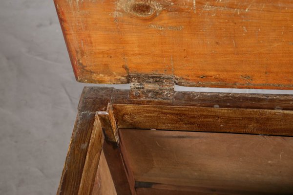 MINIATURE BLANKET CHEST. Pine with paneled sides - 5