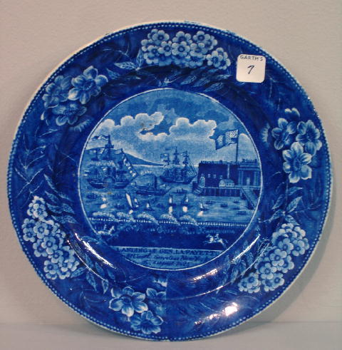 HISTORICAL BLUE STAFFORDSHIRE PLATE. "Landing of Gen