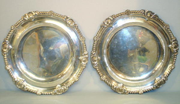 PAIR OF ENGLISH SILVER PLATES. Made by Paul Storr w