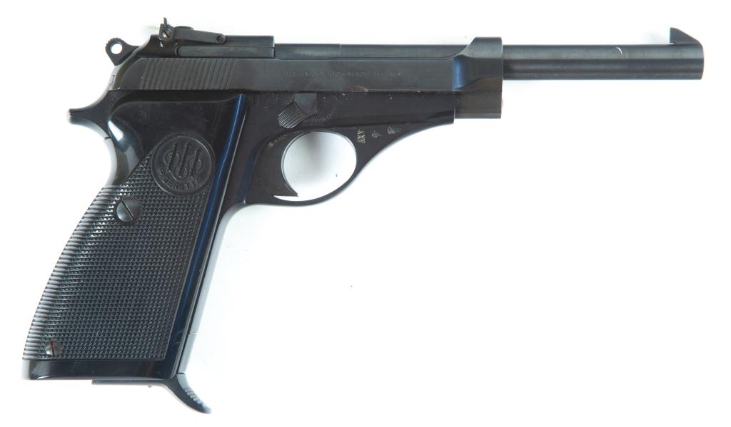 *PIETRO BERETTA 7.65MM MODEL 100 PISTOL: PIETRO BERETTA 7.65MM MODEL 100 PISTOL. Italy, mid-20th century. Blued frame, thermoplastic grips, push button release magazine, barrel length 6”l. 9”l. Overall. S/n. L18979. REQUIRES FORM 4473.