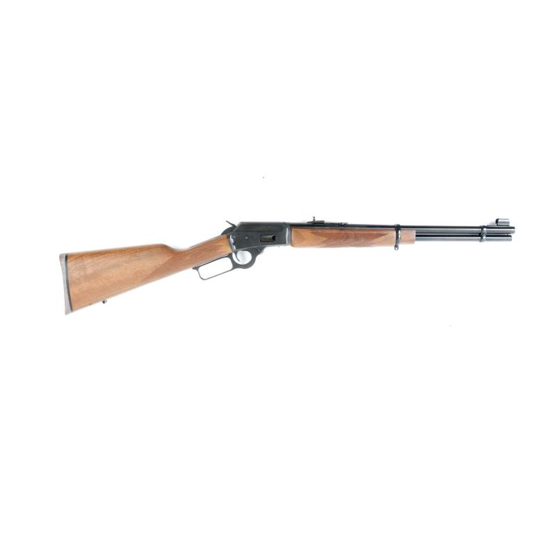 *MARLIN FIREARMS MODEL 1894C .357 MAGNUM RIFLE: MARLIN FIREARMS MODEL 1894C .357 MAGNUM LEVER ACTION RIFLE. American, 3rd quarter-20th century. Checkered walnut straight-grip stock, blued finish, and full-length magazine tube. 18.5" barrel length, 