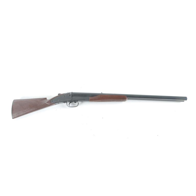 DAISY MODEL 21 BREAK FRONT DOUBLE BARREL BB GUN: DAISY MODEL 21 BREAK FRONT DOUBLE BARREL BB GUN. American, 3rd quarter-20th century. Checkered plastic stock with engraved decorated frame.