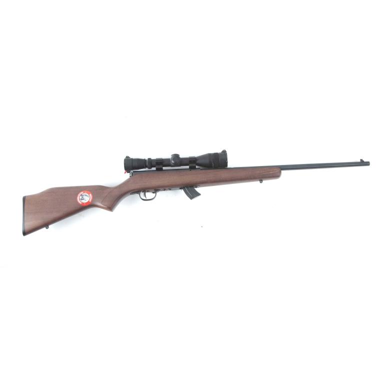 *SAVAGE ARMS CO. MODEL MARK II LH .22 LR RIFLE: SAVAGE ARMS CO. MODEL MARK II LH .22 LR BOLT ACTION RIFLE. American, 21st century. Left-hand bolt action, blued finish, and checkered walnut stock. 20.75" barrel length, 40" overall. S/n 1847305. Incl