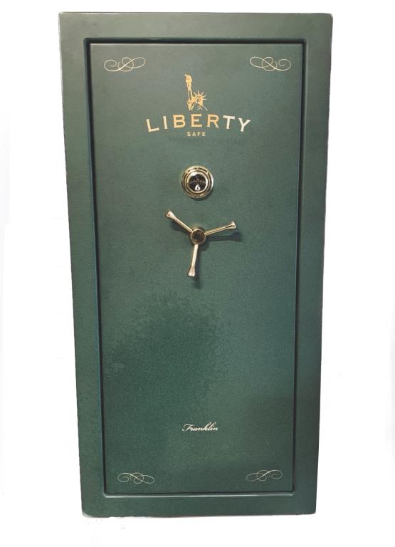 LIBERTY SAFES FRANKLIN MODEL GUN SAFE: LIBERTY SAFES FRANKLIN MODEL GUN SAFE. 3-spoke Suretight handle, deluxe electrical outlet kit, rated for 1200 Fahrenheit for 60 minutes. S/n 363475
