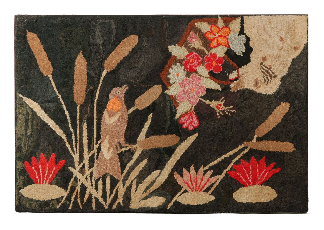 AMERICAN HOOKED RUG. (1 of 2)