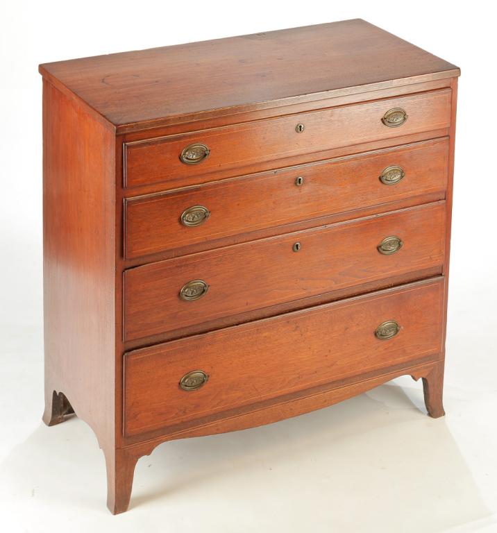 AMERICAN HEPPLEWHITE CHEST OF DRAWERS. (1 of 3)
