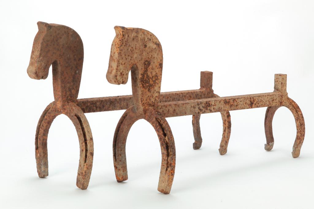 PAIR OF AMERICAN FOLKSY ANDIRONS. (1 of 1)