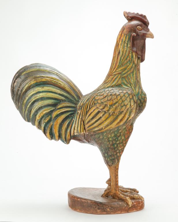 AMERICAN FOLK ART CARVED ROOSTER. (1 of 5)