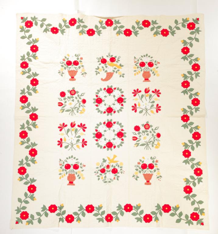 TWO AMERICAN APPLIQUE QUILTS. (1 of 4)