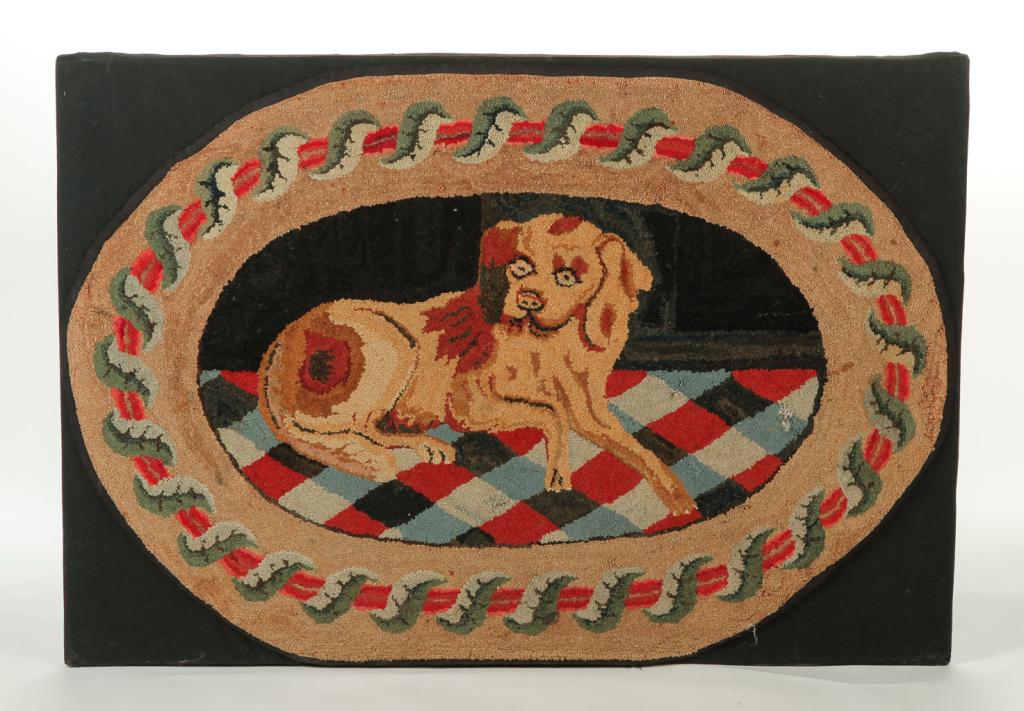 AMERICAN HOOKED RUG. (1 of 2)