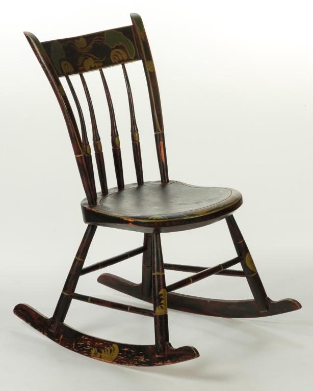 AMERICAN CHILD'S DECORATED ROCKER. (1 of 5)