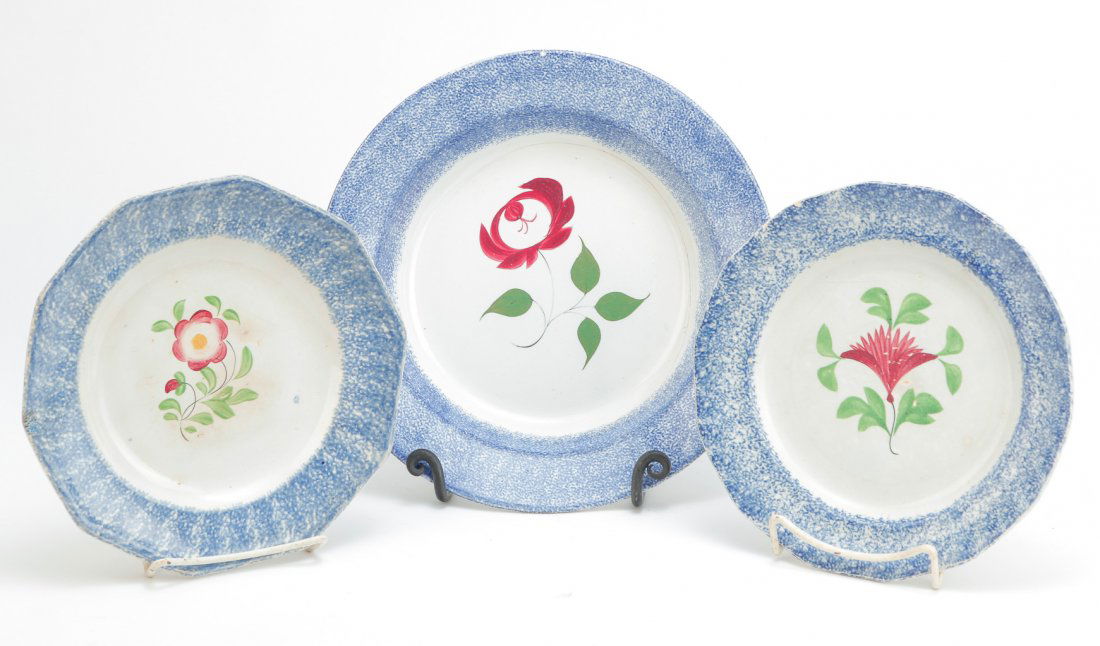 THREE PIECES OF ENGLISH SPATTERWARE. (1 of 2)