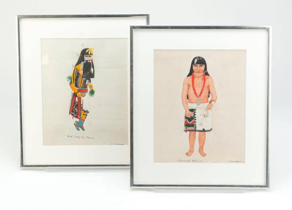 TWO HOPI DANCERS BY OTIS POLELONEMA. (1 of 3)