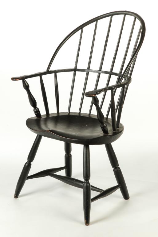 RHODE ISLAND SACKBACK WINDSOR ARMCHAIR. (1 of 4)