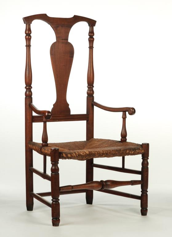 AMERICAN COUNTRY QUEEN ANNE ARMCHAIR. (1 of 4)
