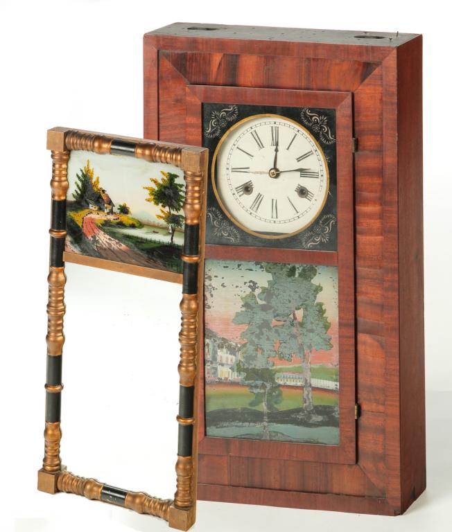 AMERICAN MIRROR AND MANTEL CLOCK. (1 of 9)