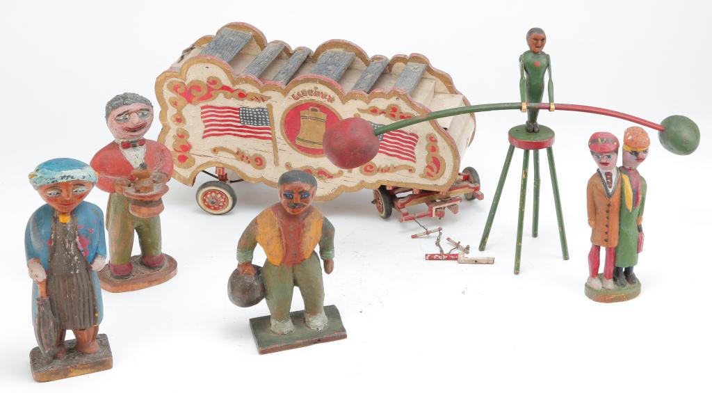 SIX AMERICAN FOLK ART CARVINGS. (1 of 2)