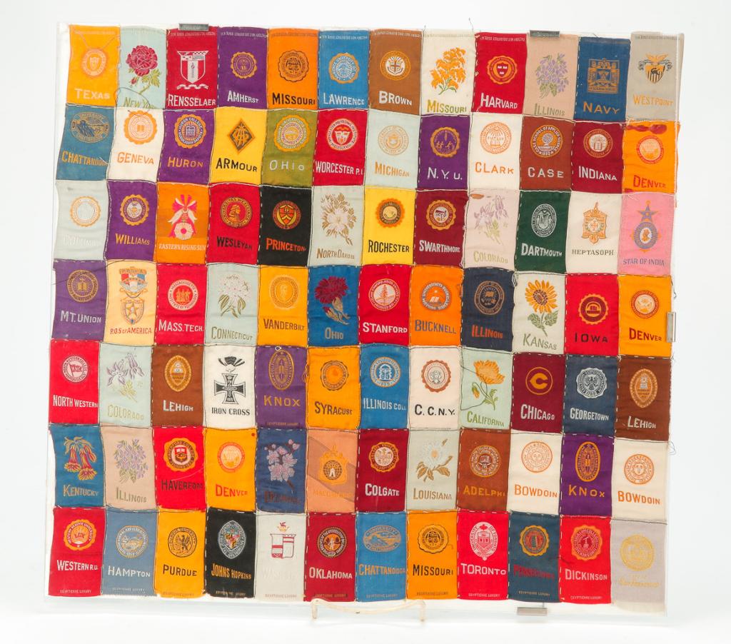 AMERICAN PANEL OF COLLEGIATE TOBACCO SILKS. (1 of 3)