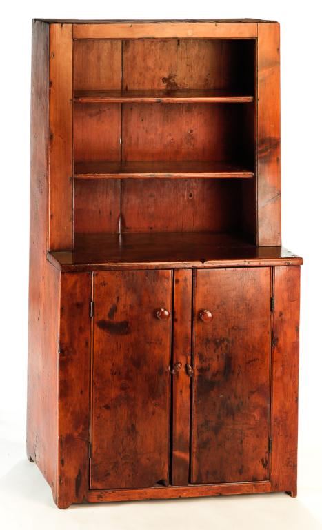 AMERICAN COUNTRY STEPBACK CUPBOARD. (1 of 4)