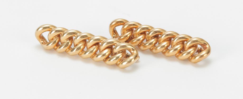 TWO 18 KARAT YELLOW GOLD BRAIDED BAR PINS. (1 of 2)