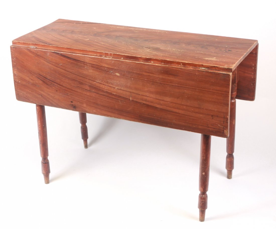 AMERICAN SHERATON DECORATED DROP LEAF TABLE. (1 of 3)