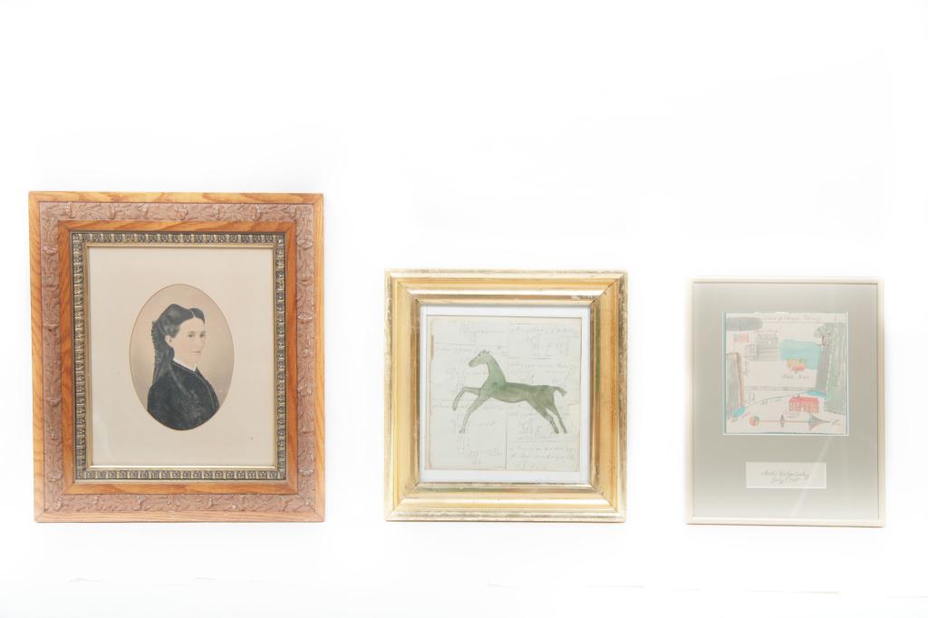 THREE AMERICAN FRAMED PIECES. (1 of 3)