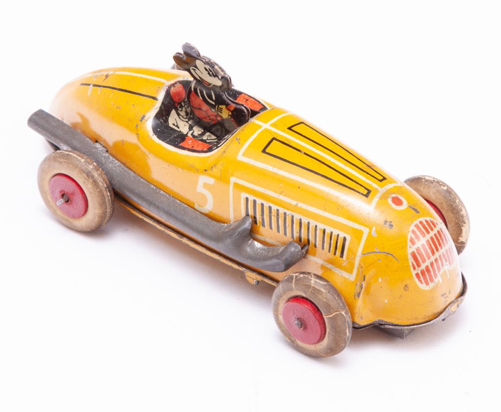 UNMARKED LINDSTROM MICKEY MOUSE RACE CAR. (1 of 3)