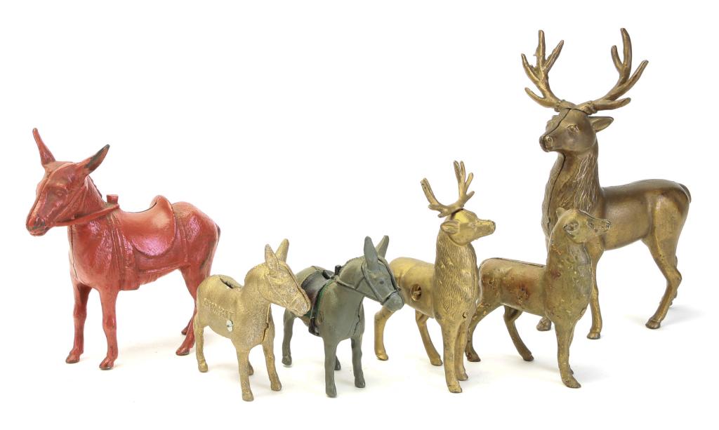 SIX CAST IRON STILL BANKS. (1 of 3)