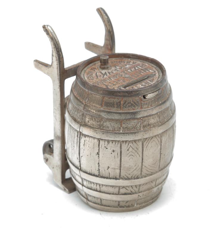"WHITE CITY PUZZLE SAVINGS BANK BARREL. (1 of 5)