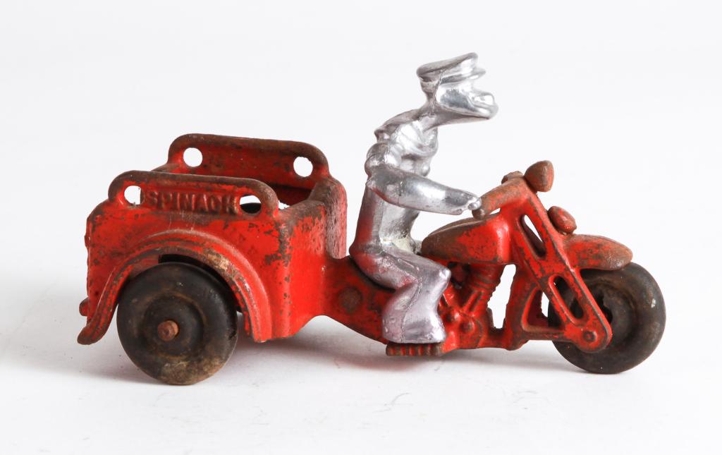 HUBLEY CAST IRON POPEYE SPINACH MOTORCYCLE (1 of 4)