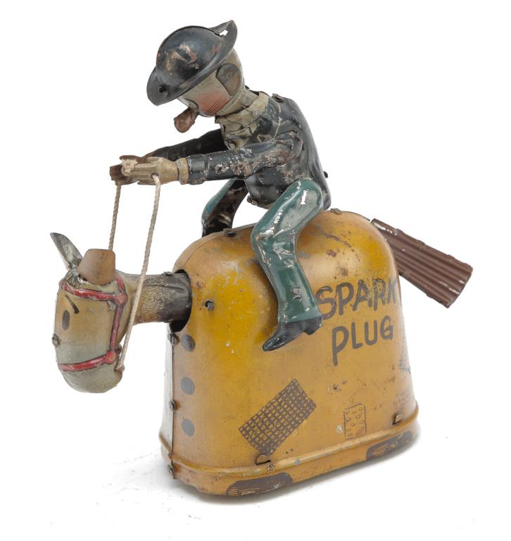 KING NIFTY TIN LITHO SPARK PLUG WIND-UP TOY (1 of 4)