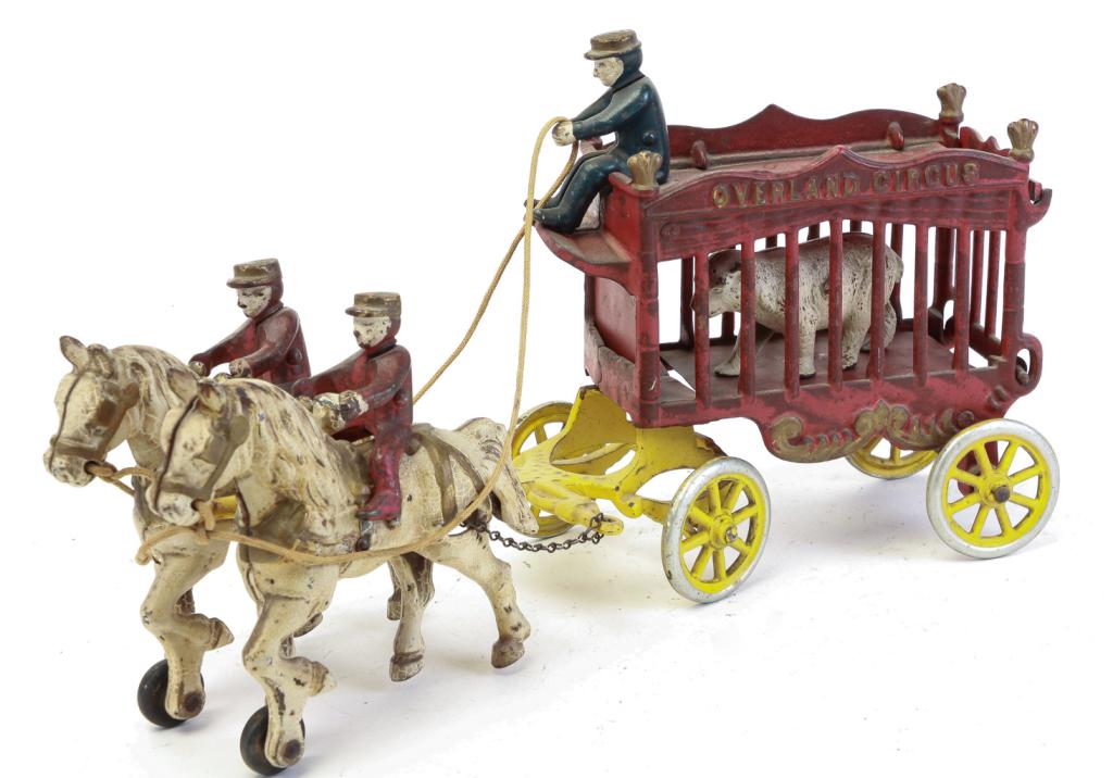 KENTON CAST IRON OVERLAND CIRCUS HORSE DRAWN CAGE (1 of 5)