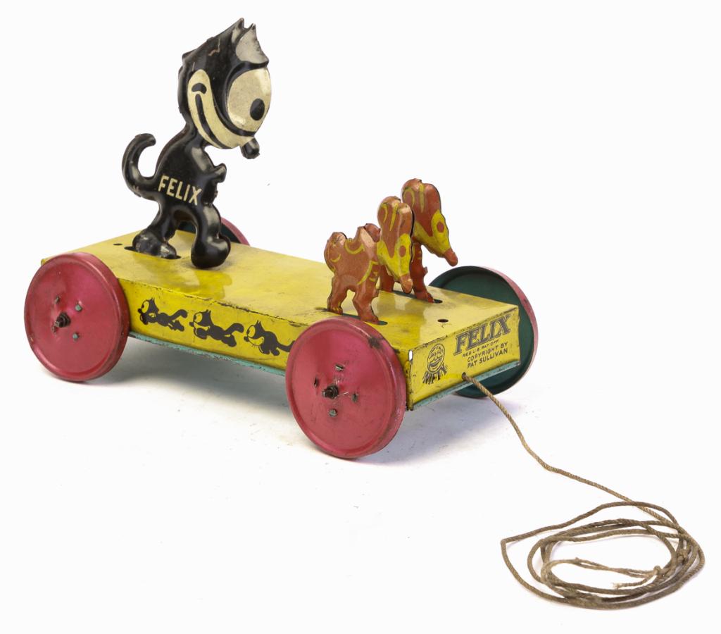 LITHOGRAPHED TIN TOY OF FELIX THE CAT CHASING MICE (1 of 4)