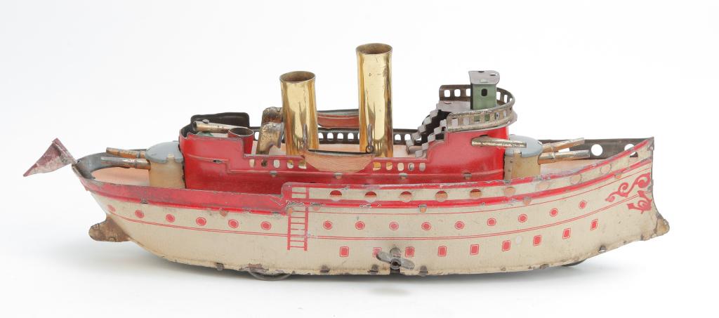 LITHOGRAPHED TIN WIND-UP STEAM SHIP (1 of 5)