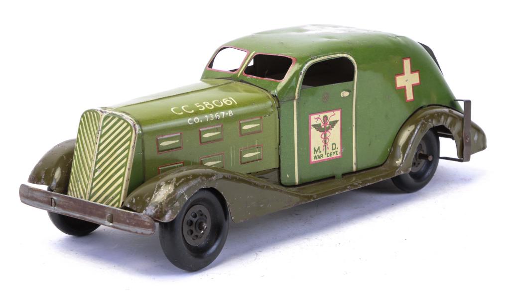 MARX LITHOGRAPHED STEEL WAR DEPT. WIND-UP CAR (1 of 4)