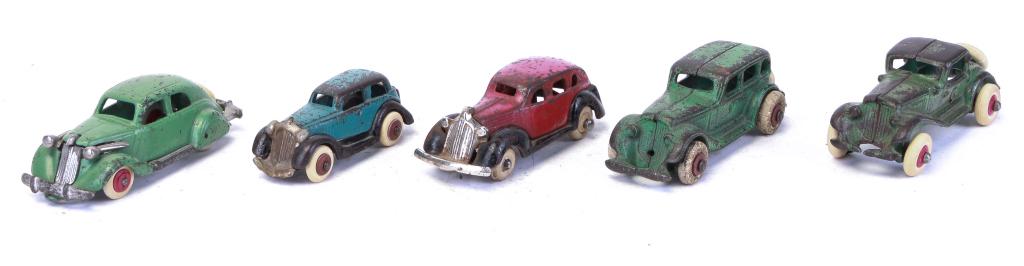 FIVE CAST IRON TOY CARS INCLUDING HUBLEY (1 of 3)